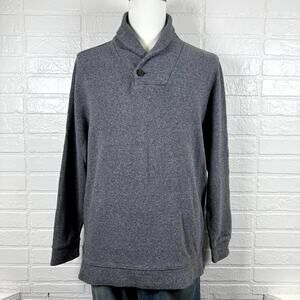 Tasso Elba Sweater Mens XL Heather Gray 100% Cotton Knit Shawl Collar Aesthetic